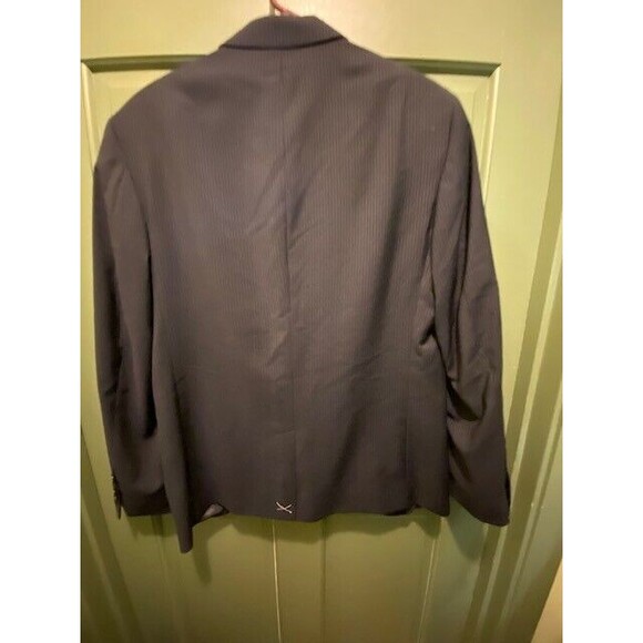 Calvin Klein Mens Sz M Short Black & Blue Pinstripe Two-Button Wool Blend Jacket - Picture 4 of 11
